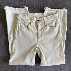 AG Farrah High Rise Boot Crop Cream Pants | 27